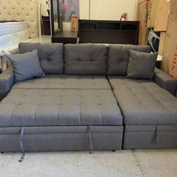 Ikea Style Sectional Sofa With Pullout Bed Ahd Large Storage 88x57x34 "