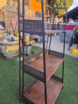 Industrial Metal and Wood Etagere shelve
