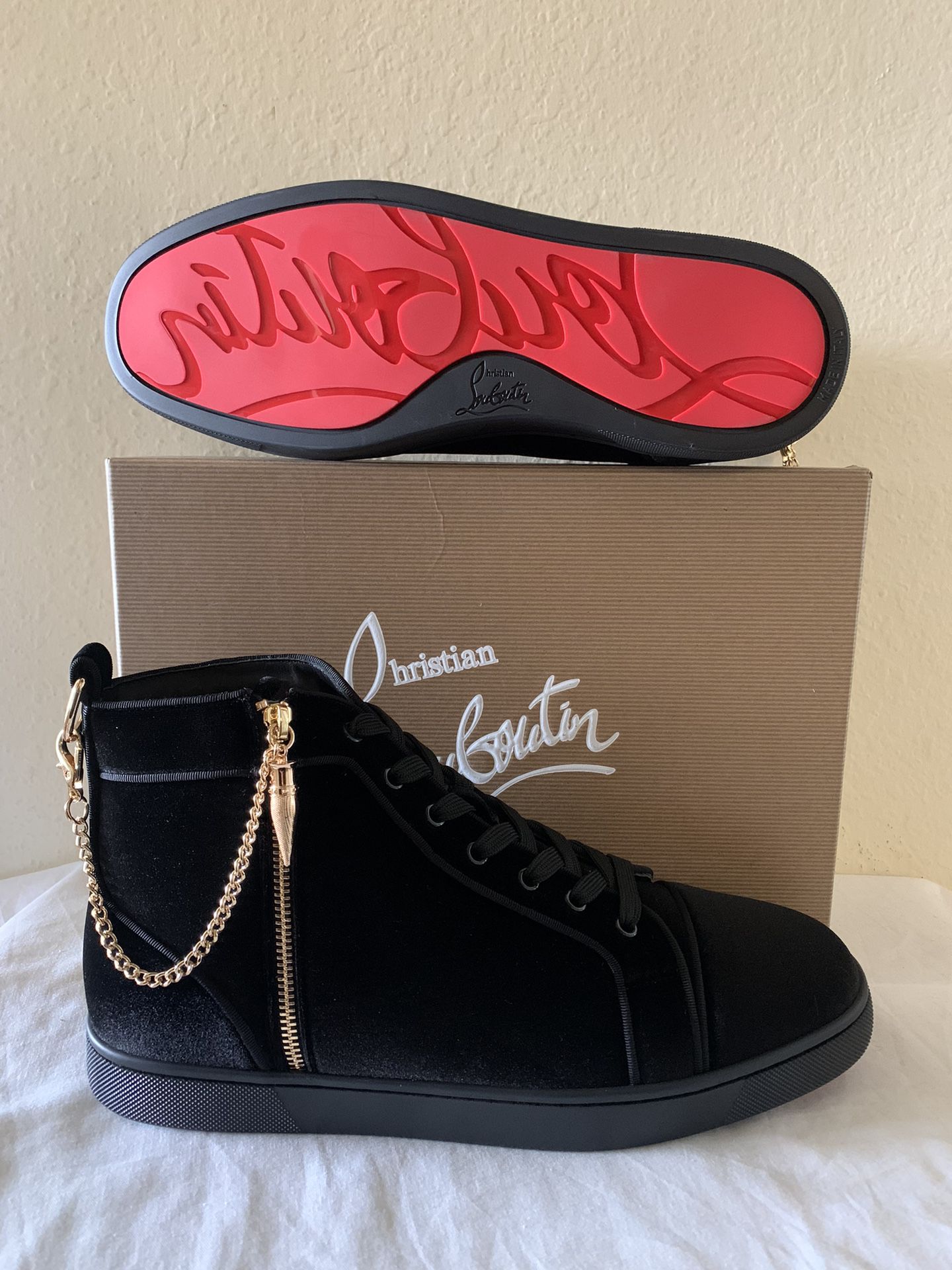 Christian Louboutins Black Louboutin Sneakers Red Bottoms for