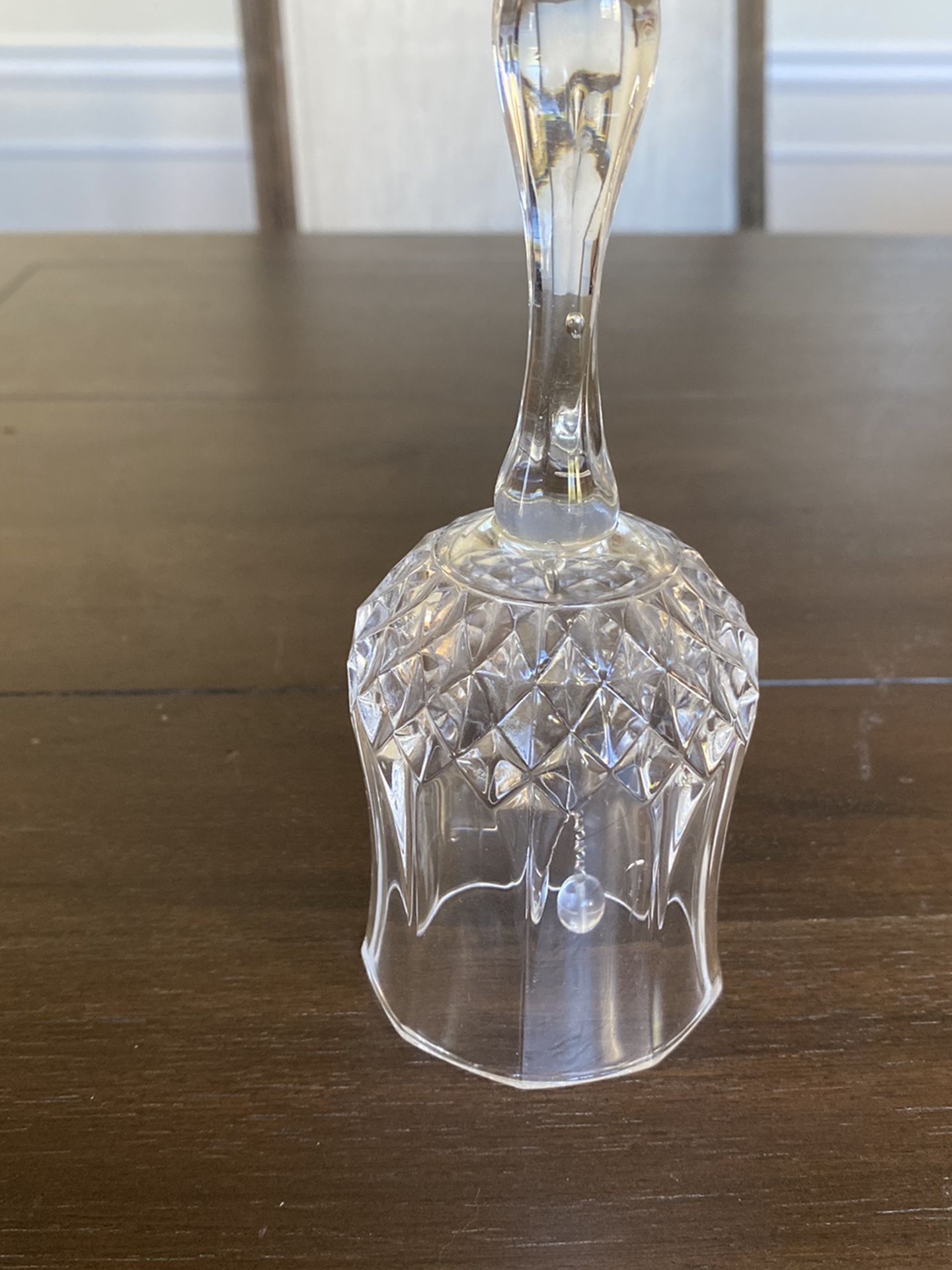 Brand new clear crystal dinner bell, measures 6” tall