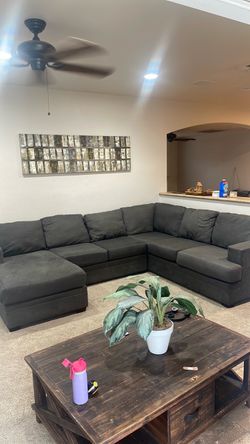 Living spaces Gray Fabric L-Shaped Sectional Sofa