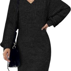 Women’s Long-Sleeved Ribbed Knit Dress
