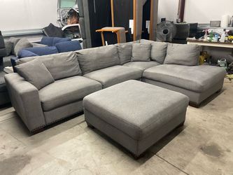 Thomasville Grey Costco Sectional Couch Sofa L Shape with Ottoman