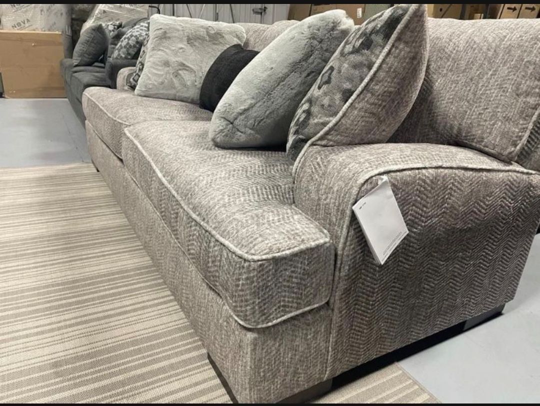 Mercado - Pewter - Sofa & Loveseat / 2pc Set〽️Same Day Delivery-Cash Or Financing