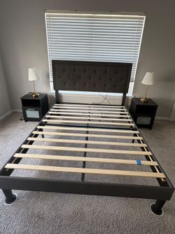 Queen Upholstered Bed Frame with Headboard