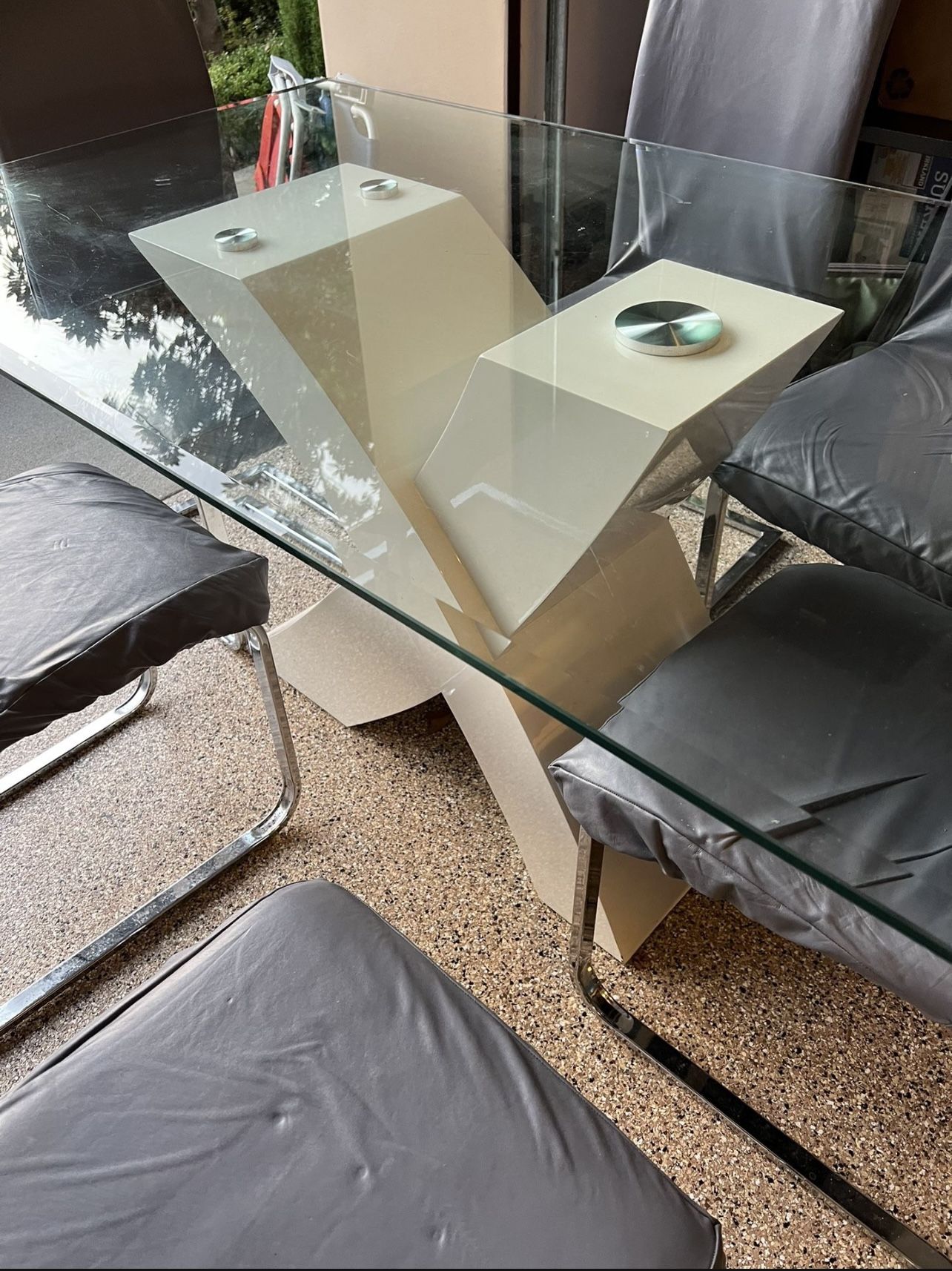 Glass Dinning Table And Chair Set