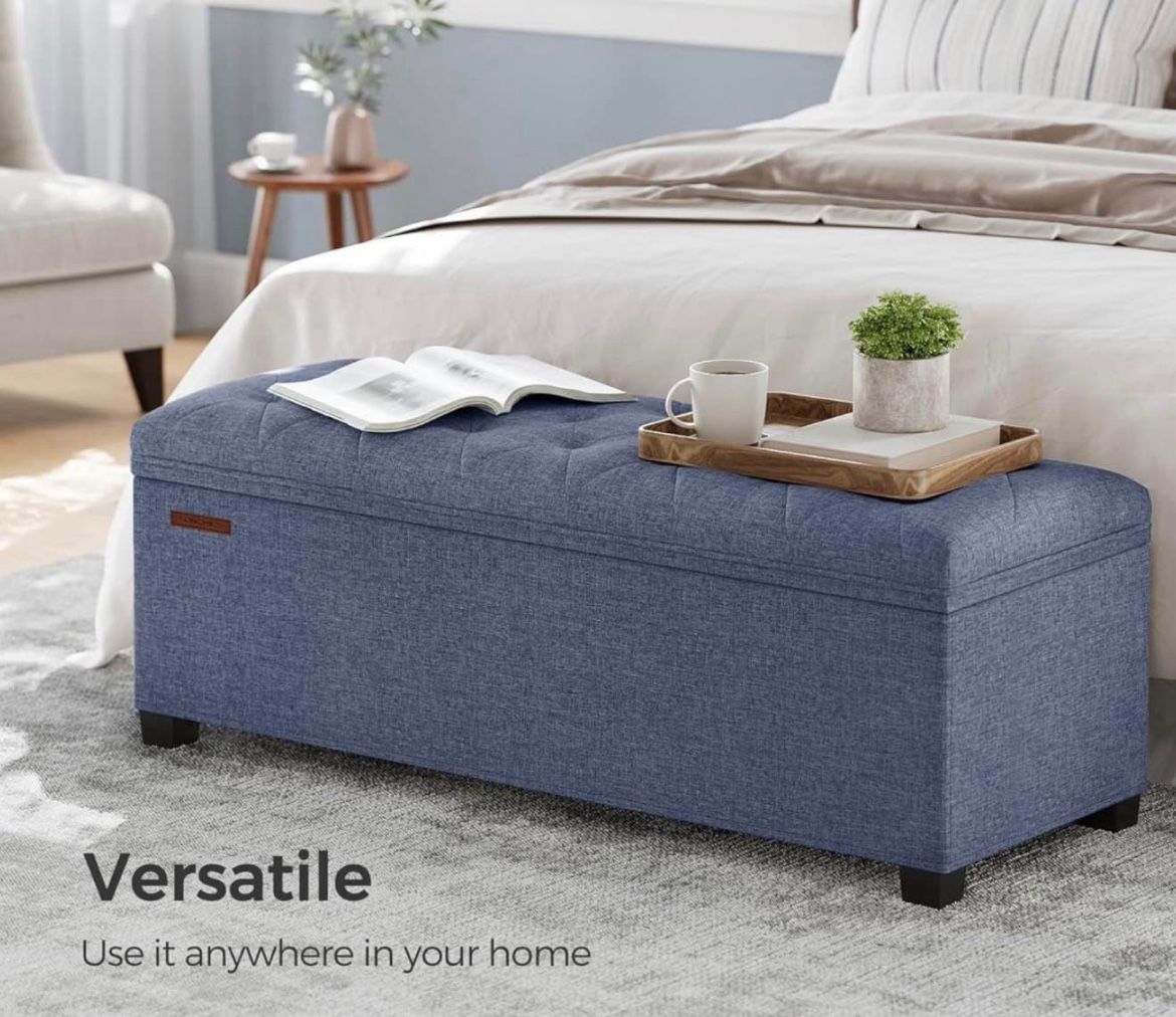 Storage Ottoman Bench, Foot Rest with Legs, 15.7 x 43.3 x 15.7 Inches, End of Bed Bench, Storage Chest, Load up to 660 lb, for Living Room