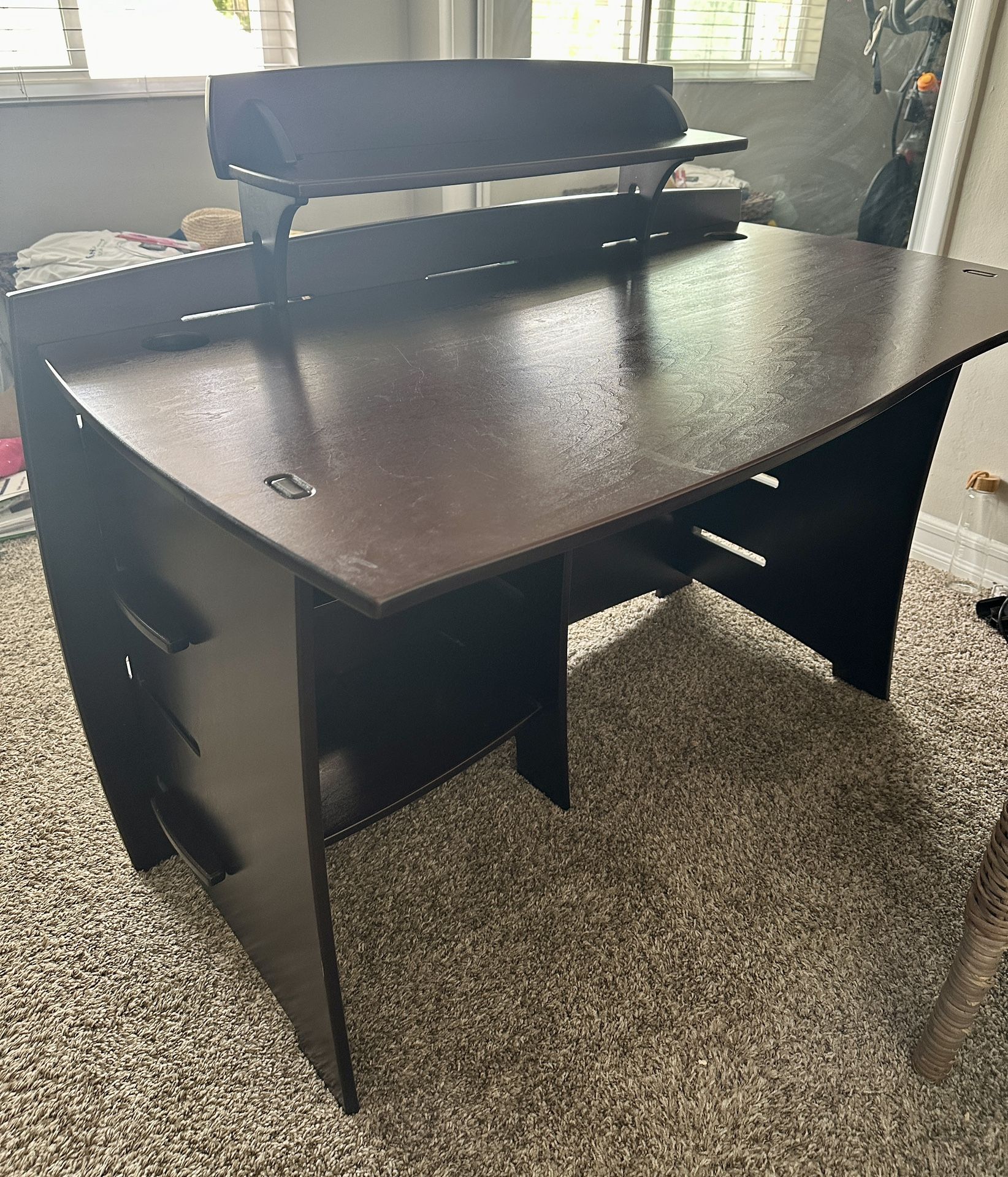Desk: Dark Brown Wood, Pier 1