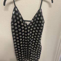 By The Way Women’s Black With Stars Strappy Mini Dress, Small