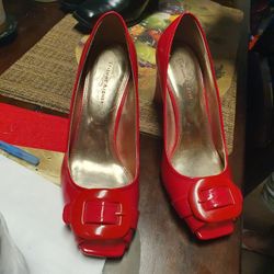 Red Peep Toe Shoes Size 10