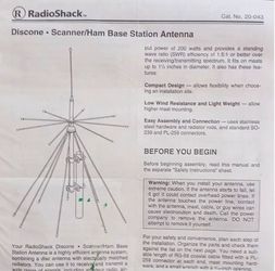 RadioShack Discone Scanner/Ham Base Station Antenna
