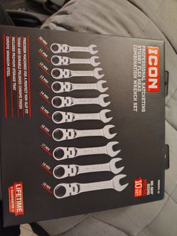 Icon  professional ratcheting stubby Flex head combination wrench set. (Metric)