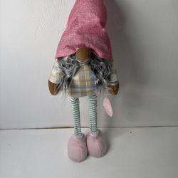 Easter Spring Gnome Decoration – Pink Hat & Plaid Outfit