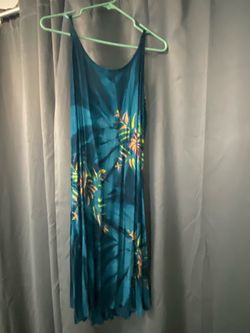 Teal Tropical Print Maxi Dress