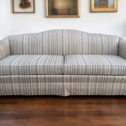 Vintage Drexel Heritage Striped Multicolor Fabric Wide 2-Seat Couch