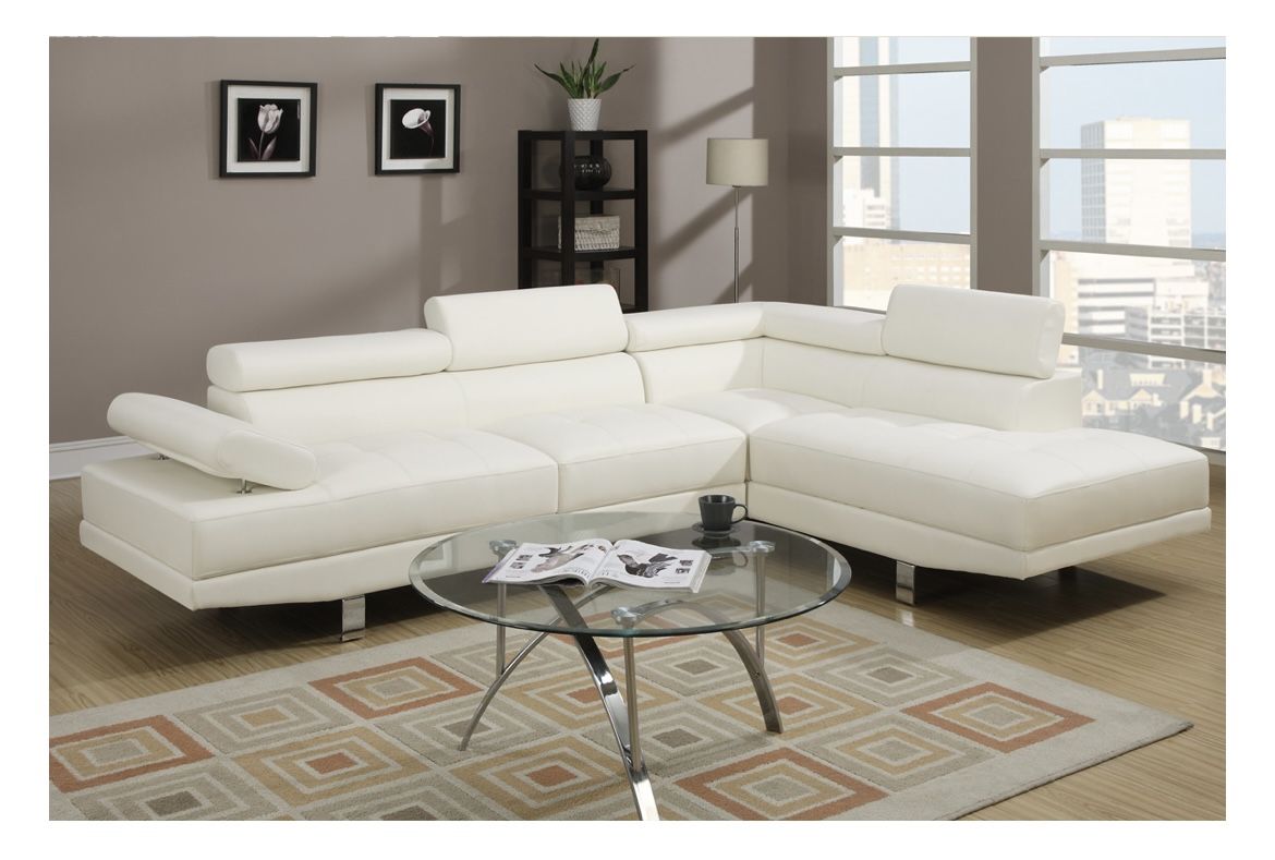 White Faux Leather Sectional Sofa
