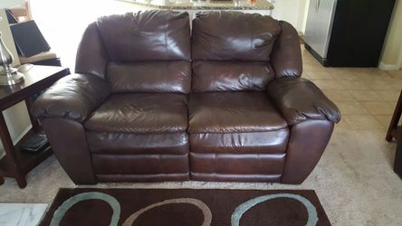 Leather love seat and sofa