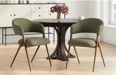 COLAMY Dining Chairs Set of 2, Modern Fabric Upholstered Dining Room Kitchen Side Chairs with Iron Legs, Open Back and Padded Seat, for Living Room/Re