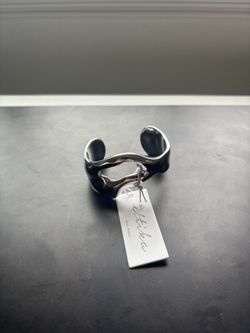 Ettika Polished Silver Open Cuff Bracelet – Minimalist Statement Bangle