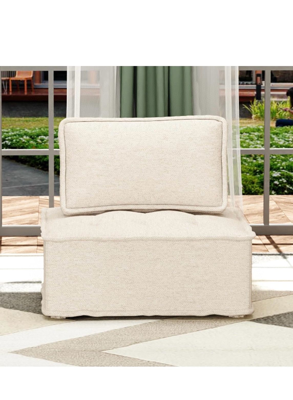 Modular Sectional Sofa, Beige 1 Seat Convertible Modular Couch for Living Room, Linen Single Sofa Chair Easily Combined into L Shaped Sofa, Sofa Sleep