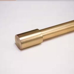 84 in Adjustable Metal Single Curtain Rod with Cylinder Finial in Gold