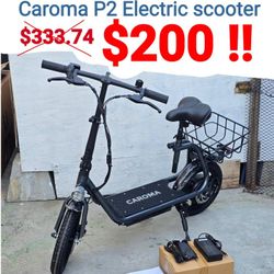 Caroma Electric Scooter with Seat for Adults, Max 30Miles Ranges & 20Mph, 500w Motor, 14" Tire Foldable E-Scooter with Basket for Pets & Cargo, 300lbs