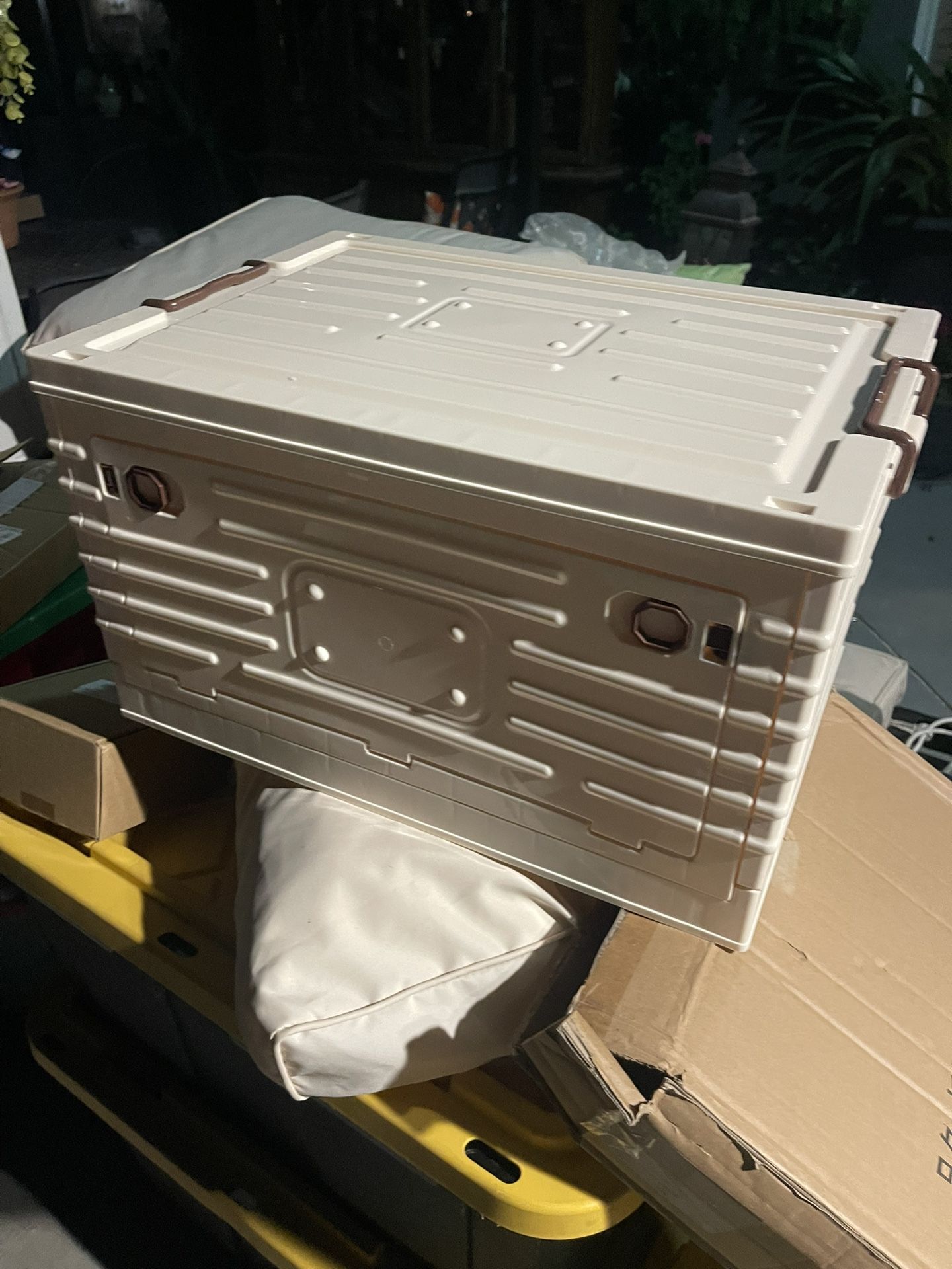 Foldable Storage Bin Camping Storage Box with Handle Container Car Trunk Organizer for Travel Garage Kitchen, White