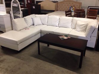 All white Bonded Leather Sectional New