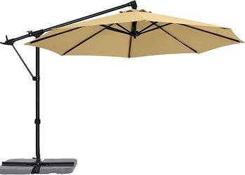 ABCCANOPY 10FT Cantilever Patio Umbrella with Base Stand, UV Protection Offset Hanging Outdoor