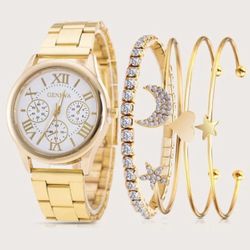 *SALE* GIFT 🎁 Geneva Watch with 4 Star Moon Crystal Bracelets *See My Other 800 Items*