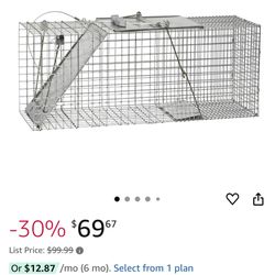 Havahart 1085 Large 1-Door Easy Set & Release Humane Live Animal Trap for Armadillos, Cats, Groundhogs, Muskrats, Nutria, Opossums, Racoons, Skunks, a