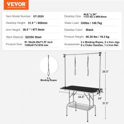 46" Pet Grooming Table 