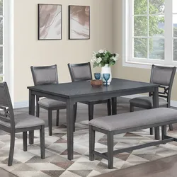 6-Pcs Dining Set
Table + 4 Chairs + Bench.       Comedores  de 6 piezas  nuevas en caja