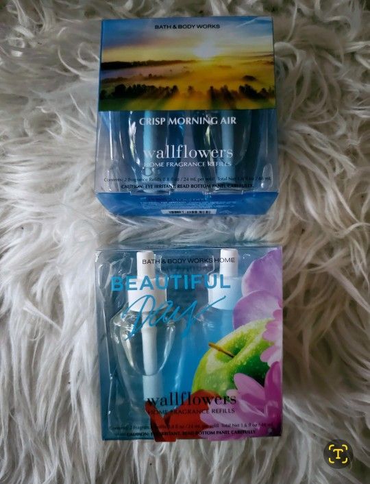 BATH & BODY WORKS CRISP MORNING AIR & BEAUTIFUL DAY WALLFLOWERS FRAGRANCE REFILLS