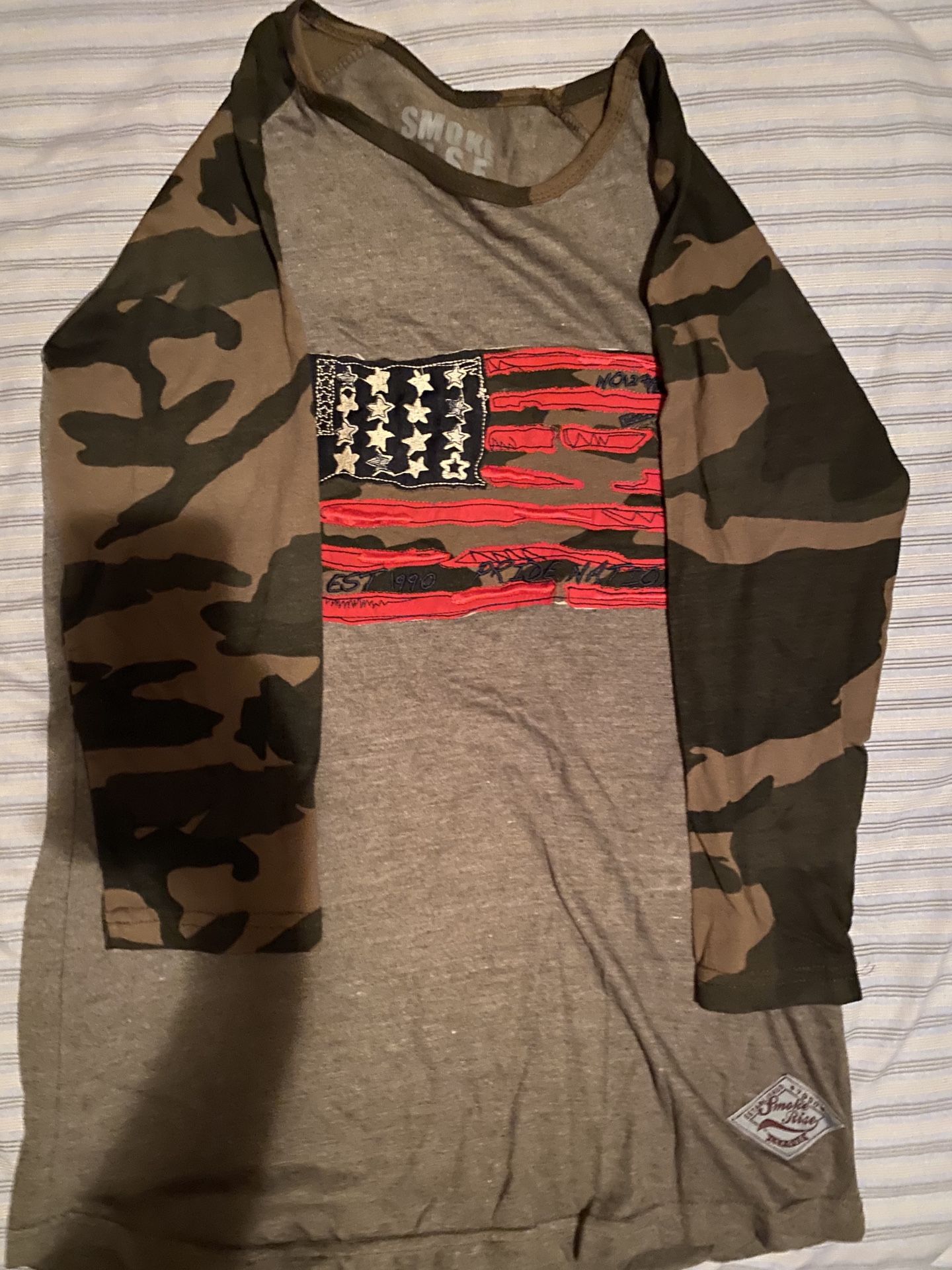 Smoke rise camouflage baseball tee