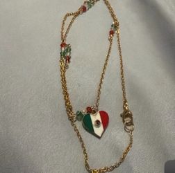 Mexican Flag Heart Charm Bracelet