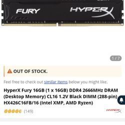 16 GB Hyper FURY DDR4 RAM FROM Aurora 2021 R12