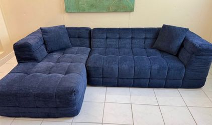 Navy Blue Modular Sectional Sofa – Corduroy