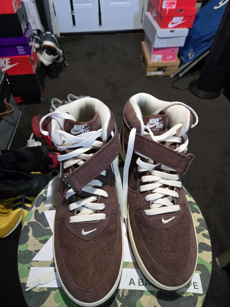 Nike Air Force 1 Af1 Mid '07 QS 'Chocolate' Men's Size 11 Excellent Condition