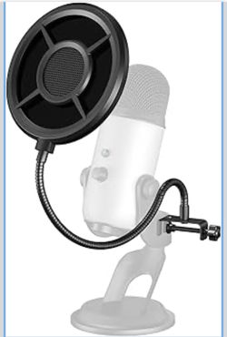 Microphone Pop Filter,Aokeo Mic Mask Shield,Three-layer Wind Pop Screen With Flexible 360° Gooseneck Clip Stabilizing Arm For All Microphone
