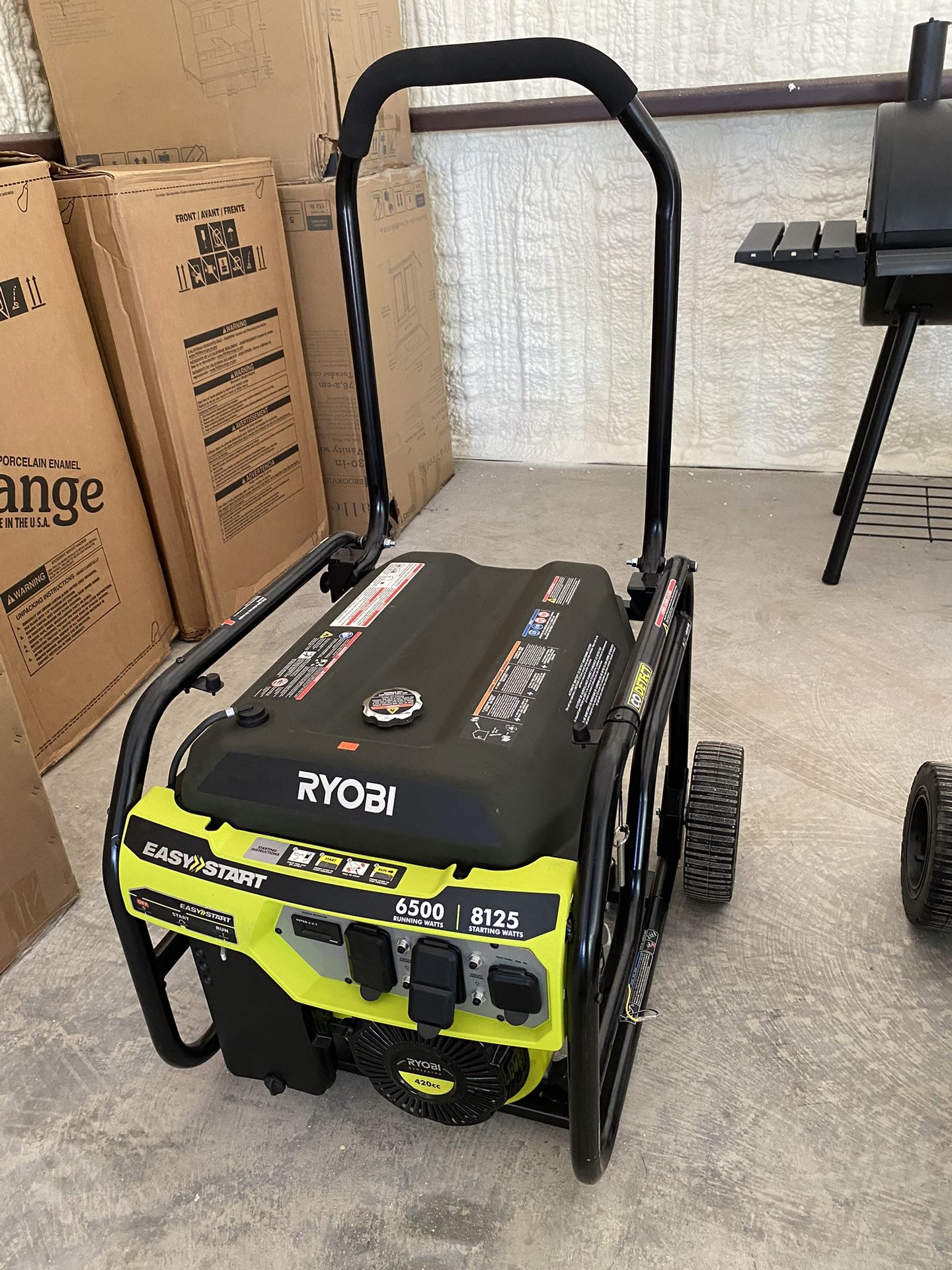 RYOBI 6500-Watt Carb Compliant Recoil Start Gasoline Powered Portable Generator with CO Shutdown Sen