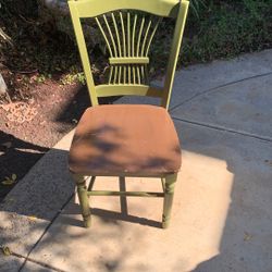 Pennsylvania House Or L Hitchcock-Style Country Green Dining Chair With Brown Plank Seat 