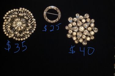 Brooches, rhinestone Vintage