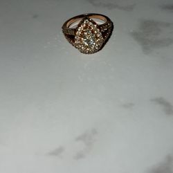 14K Rose Gold Diamond Pear Ring