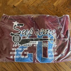Supreme Warriors Applique Zip Up Hooded Sweatshirt Red Size XXL