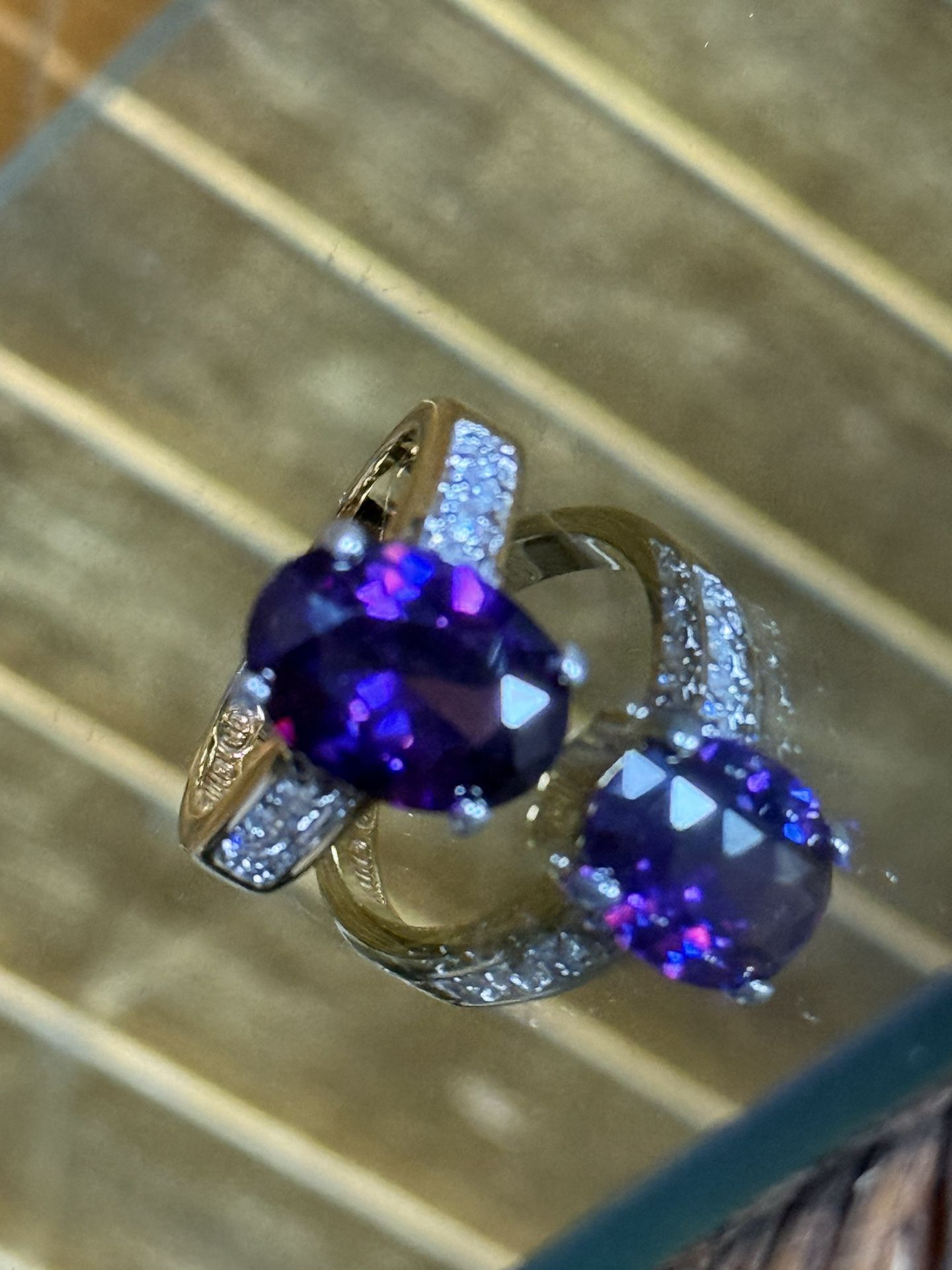 Amethyst, Crystal Austrian Crystal Gold Plated Women’s Cocktail Ring