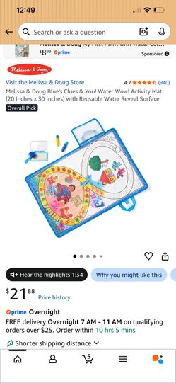 Melissa & Doug Blue's Clues & You! Water Wow! Activity Mat (20 Inches x 30 Inches) with Reusable Water Reveal Surface
