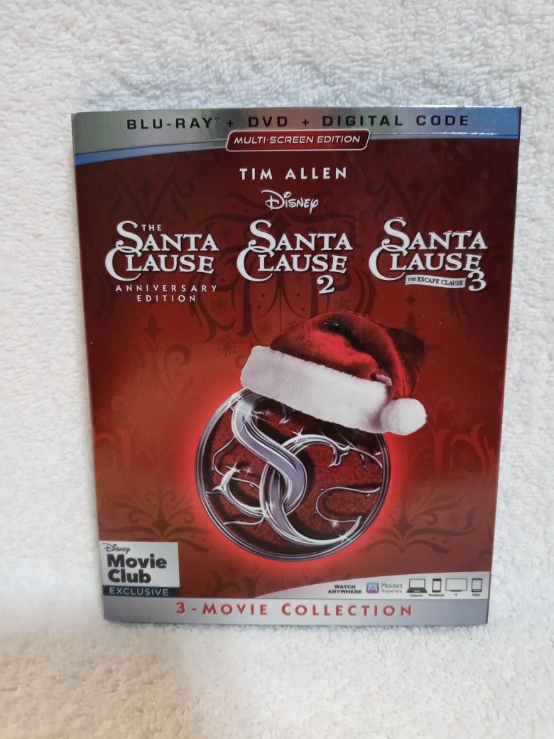 Excellent Condition Santa clause 1,2 ,and 3 Blu-ray..DVD.and Digital Code..Disney Exclusive Edition..smoke Free Home