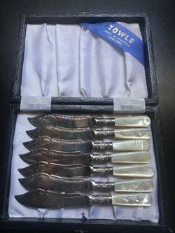 Vintage Mother of Peal Handle Knife Set