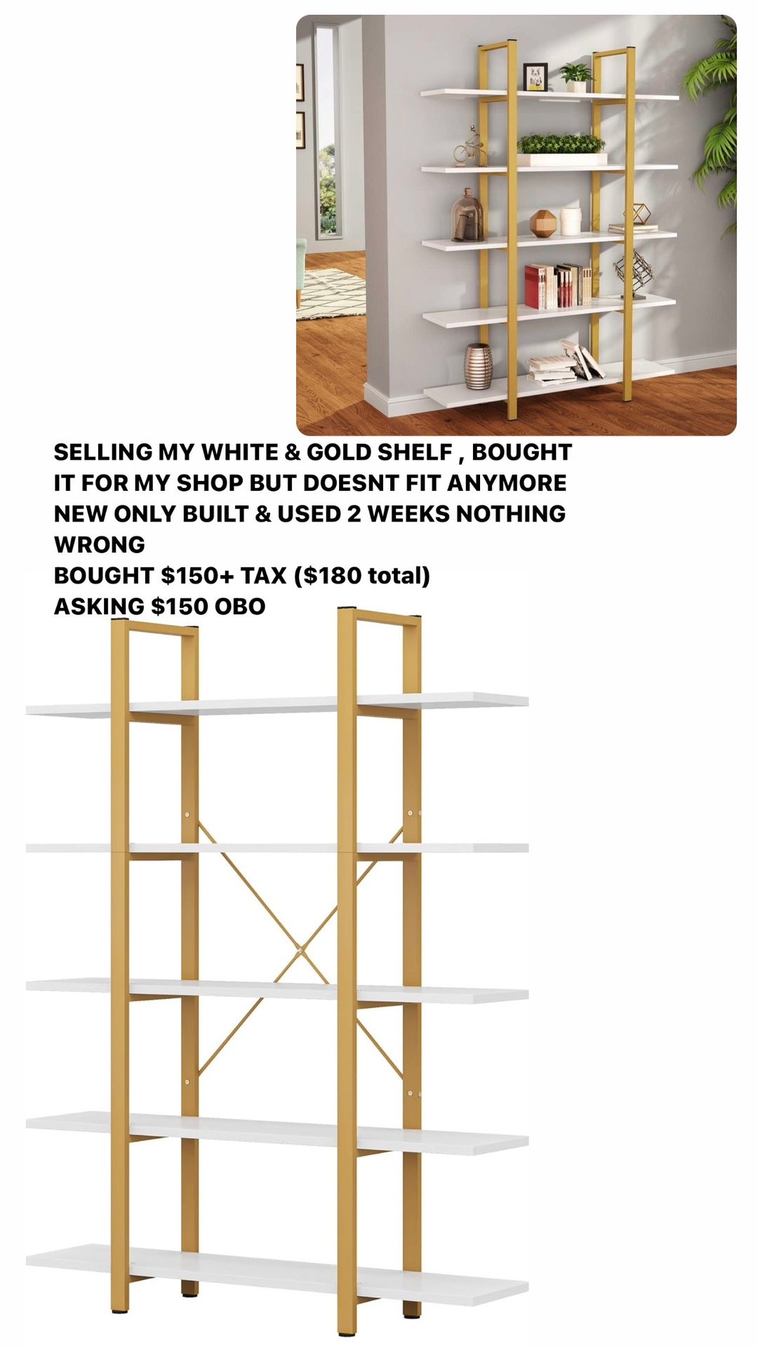White & Gold Shelf 